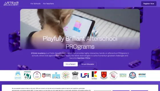 Screenshot of the SteamAcademy website
