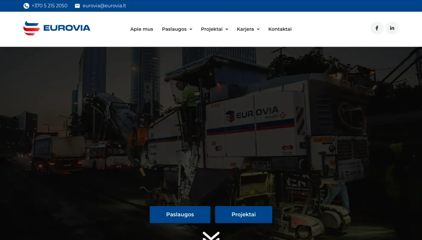 Screenshot of the EUROVIA Lietuva website