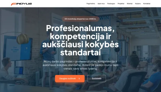 Screenshot of the Finovus website